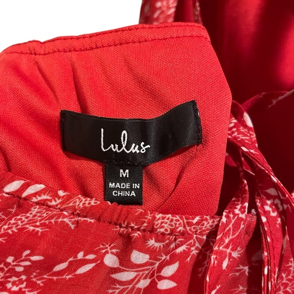 Lulus Back to Backless Red Print Lace-Up Backless Midi Dress Size Medium - Picture 7 of 7